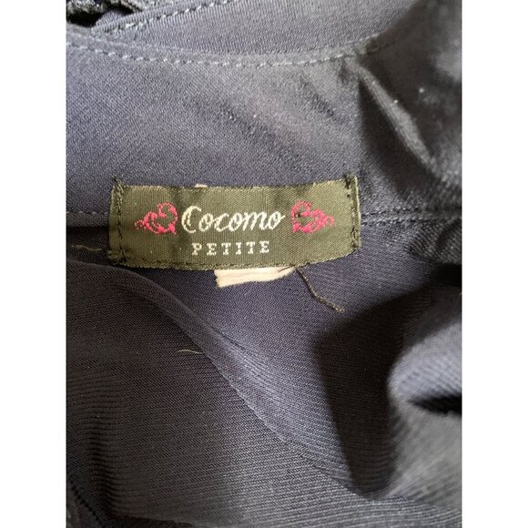 Cocomo Petite Womens Sleeveless Navy Top With Lace Detail & Back Button Closure - Picture 5 of 5